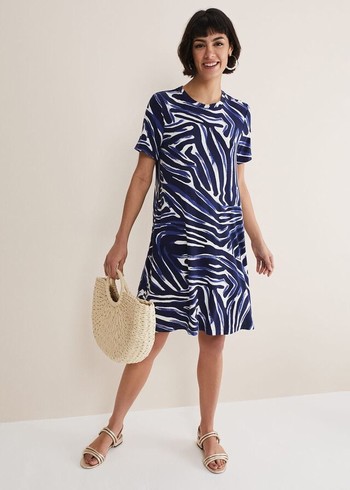 Phase Eight Isabelle Zebra Print Dress Blue/Multicolor Canada | ZOMGQU-712